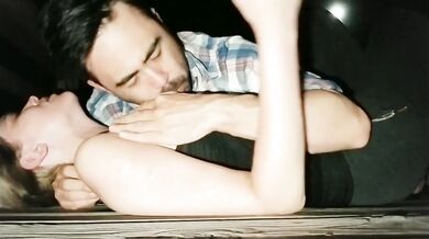 Nursing on a Public Pier at Night - Button cums 2x from nipple stimulation