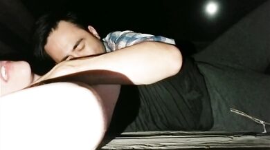 Nursing on a Public Pier at Night - Button cums 2x from nipple stimulation