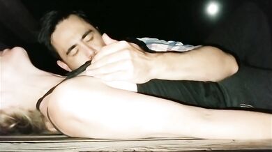Nursing on a Public Pier at Night - Button cums 2x from nipple stimulation