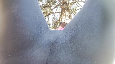A great hot wet orgasm inside yoga pants in a public outdoor garden