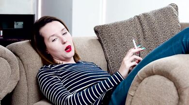 Red-Lipped Girl Smoking