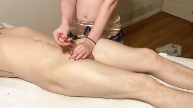 Extreme post orgasm torture makes him cum twice!