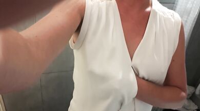 Tits play rub my clit and pee standing