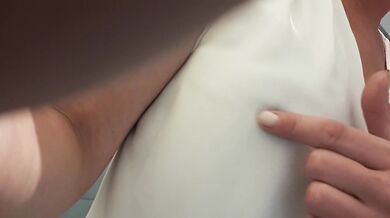 Tits play rub my clit and pee standing
