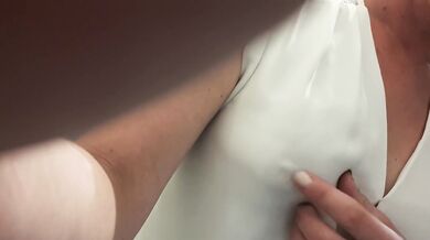 Tits play rub my clit and pee standing