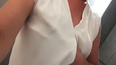 Tits play rub my clit and pee standing
