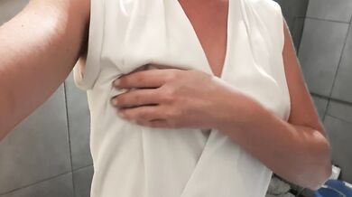 Tits play rub my clit and pee standing