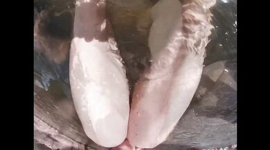 Amateur Nude Beach Footjob With Cumshot