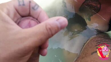 After the anal in the pool, milf drinks sperm from the glass (2st part)