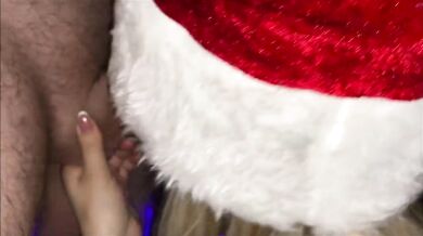 Miss Santa Slut gets cum in her throat
