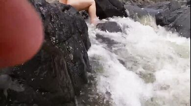 Risky Nude River Sex With Spectators - Pissing Finish