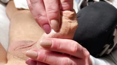 Limp and Hard Dick Foreskin play until he cum shoot