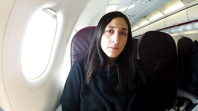 A flying orgasm - Rosario Gallardo masturbating during flight to Prague
