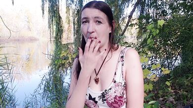 INHALE 50 smoking fetish and risky public nudity by Gypsy Dolores, Angrignon Park, Montreal