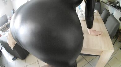 Pretty leather girl fucked her big ass doggystyle