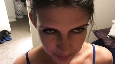 Homemade POV MILF blowjob facial before bedtime