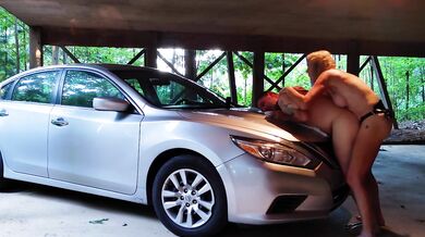 Girl STRAPON GUY Homemade Amateur Pegging- Additional Parking in Rear- Strapon Pegging on car!