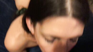Homemade wife laying on bed and sucking cock and swallowing POV with CIM