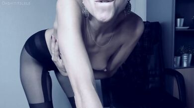 The Cumsultation. Relax in Lele's office.Sloppy dildo suck.Cum on boobs JOI