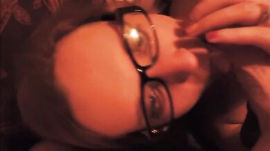 Hot milf with glasses takes a big facial