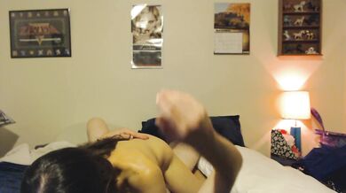Sexy MILF stepmom riding cock having a orgasm and taking a creampie
