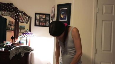 POV blowjob wife on her knees cum in mouth swallow. Surprise before bedtim