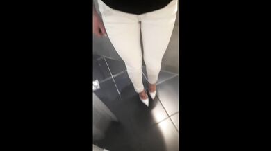 Desperate pee in white Jeans and rubbing my wet clit Full video on ModelHub