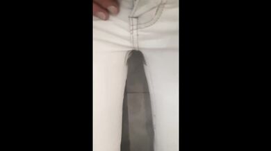 Desperate pee in white Jeans and rubbing my wet clit Full video on ModelHub