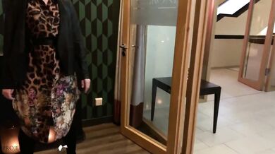hot escort girl taken from behind after dinner in hotel bathroom