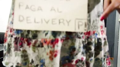 My Wife pays to delivery guy with her ass