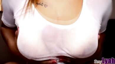 Amazing Titjob/Titfuck Through Transparent White T Shirt until Cum in Tits