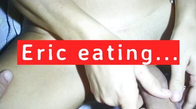 Guy eats own cum from MILF pussy. (man creampie eating - creampie cleanup)