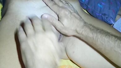 Man eat and puts finger at MILF pussy, then she has a real orgasm.