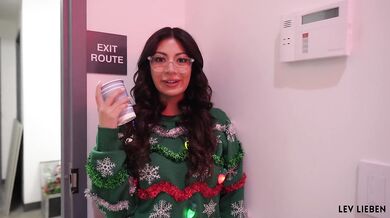 Almost got caught fucking my slutty work crush at the office Christmas Party - Cami Strella