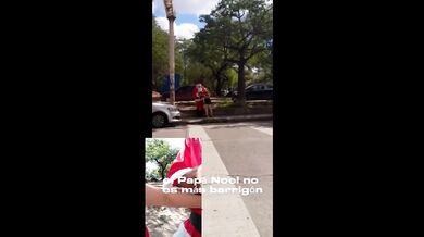 REAL COUPLEORDOBES PORN. BLONDE seduces Santa Claus on the street and takes him home to fuck.