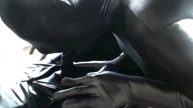 Girl With Big Tits In Black Spandex Zentai Catsuit Fucking A Doll