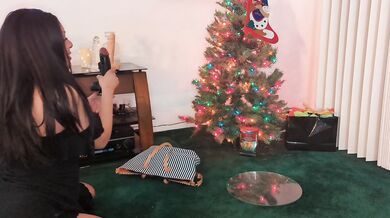 Ebony dildo and anal Christmas