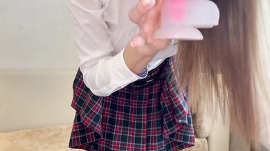 School girl fucking ass with a dildo first anal