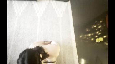 Naughty Christmas present: restrained slut sucks dick and takes massive facial