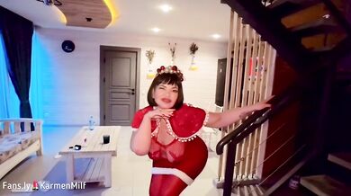 Stepson Celebrates Christmas with Mrs. Santa, She Came To Fulfill His Hot Fantasies, Anal and Cum