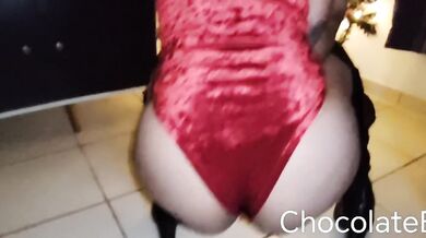Girl masturbates with chocolate and cums (Christmas gift)