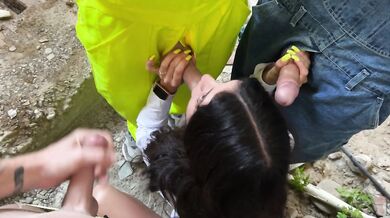 Gangbang - the boss fucked the girl three builders because she hadn't paid them for a long time