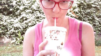 After drinking a drink I piss in a garden in front of everyone!