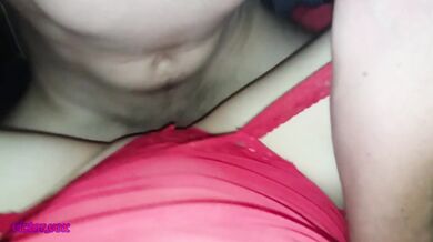 wife in a red dress fucks with her lover