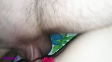 wife in a red dress fucks with her lover