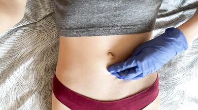 Belly button and medical gloves