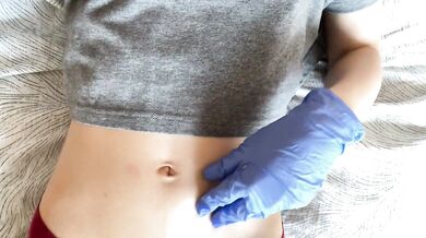 Belly button and medical gloves