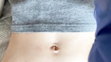Belly button and medical gloves