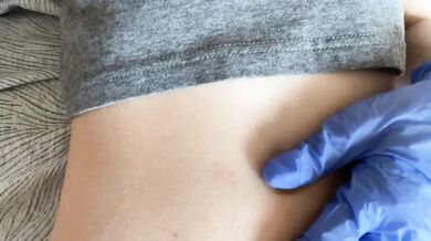 Belly button and medical gloves