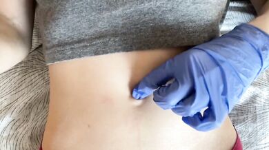 Belly button and medical gloves